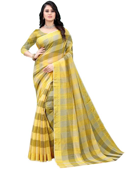 checkered kota doria saree - 18438790 - Very Small Image - 1