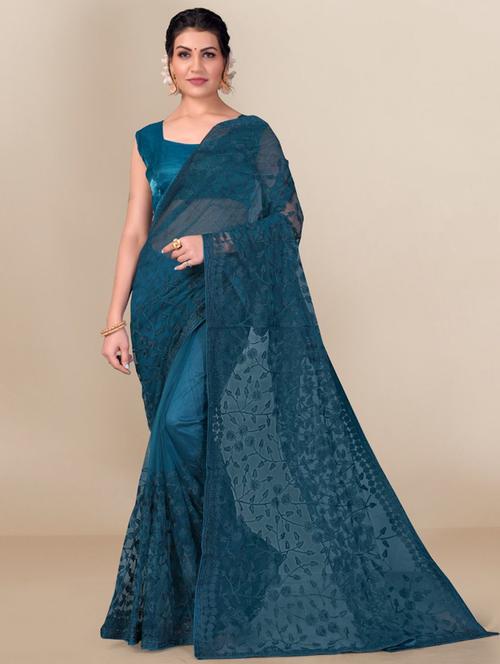 tonal embroidered net saree  with blouse - 18438843 - Very Small Image - 1