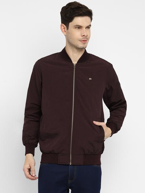 maroon solid casual jacket - 18438880 - Very Small Image - 1