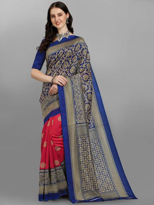 half & half printed saree - 18439146 - Very Small Image - 1