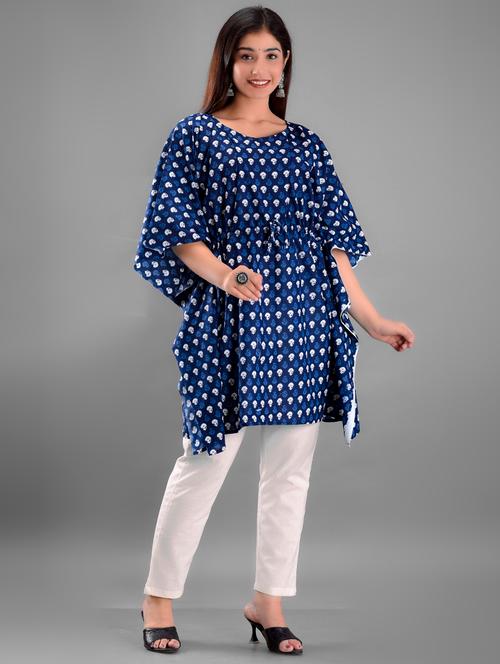 round neck printed kaftan - 18439811 - Very Small Image - 1