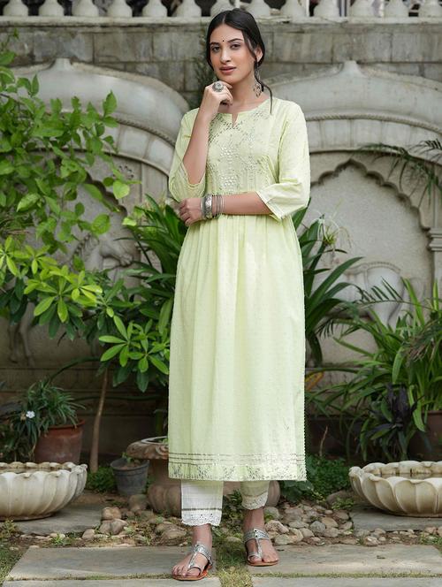 neo mint mirror work a-line kurta - 18439905 - Very Small Image - 1