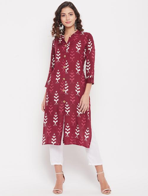 printed straight kurta - 18440097 - Very Small Image - 1