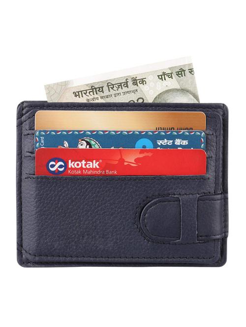 navy blue genuine leather card holder - 18440123 - Very Small Image - 1