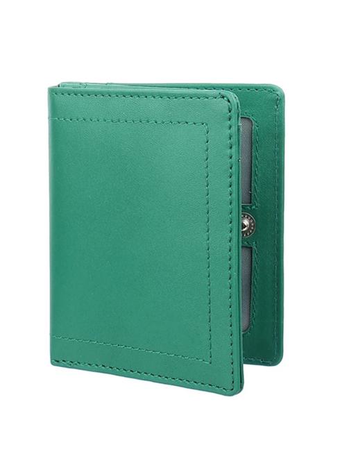 Green Solid Leather Wallet - 18440166 - Very Small Image - 1