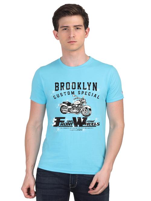 turquoise chest print t-shirt - 18440958 - Very Small Image - 1