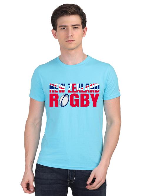 turquoise chest print t-shirt - 18441105 - Very Small Image - 1