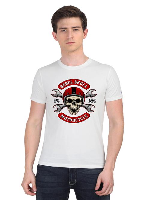 white chest printed casual t-shirt  - 18441233 - Very Small Image - 1