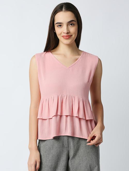 women's layered v neck top - 18441760 - Very Small Image - 1