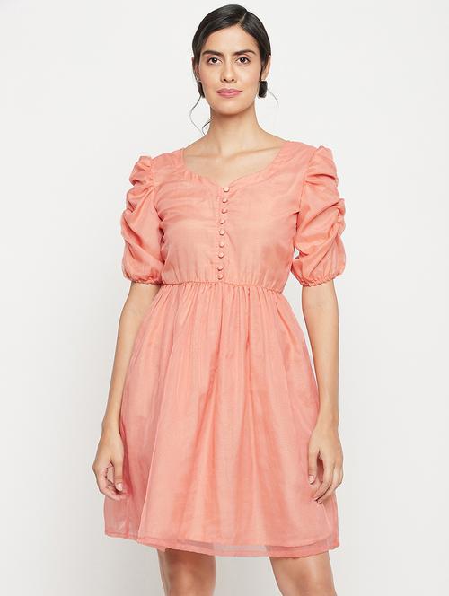 women's fit & flare solid dress - 18441870 - Very Small Image - 1