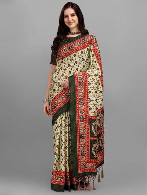 women's floral dark green colored saree - 18441918 - Very Small Image - 1