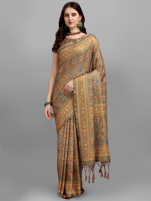 kaantha work printed saree with blouse - 18441921 - Very Small Image - 1