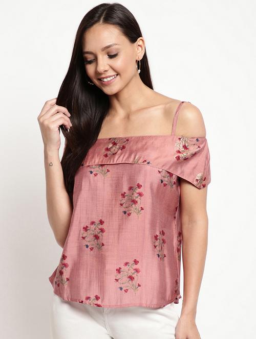 cold shoulder printed regular top - 18442484 - Very Small Image - 1