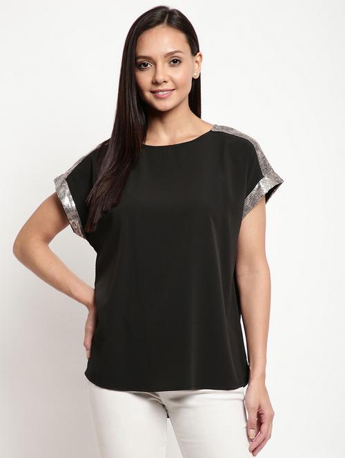 short sleeved embellished regular top - 18442502 - Very Small Image - 1