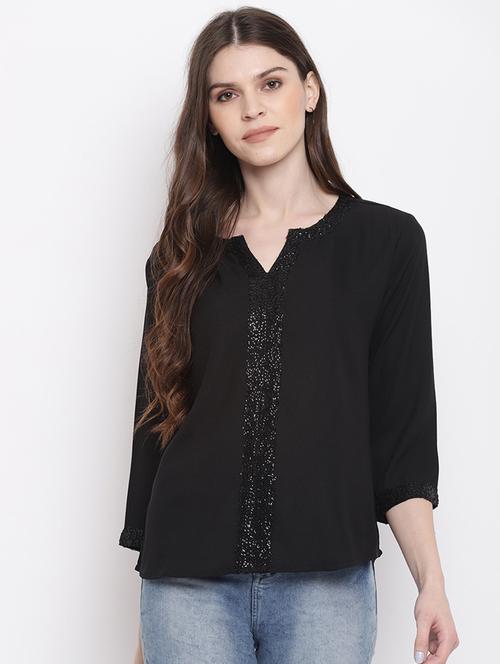 women's straight round neck top - 18442654 - Very Small Image - 1