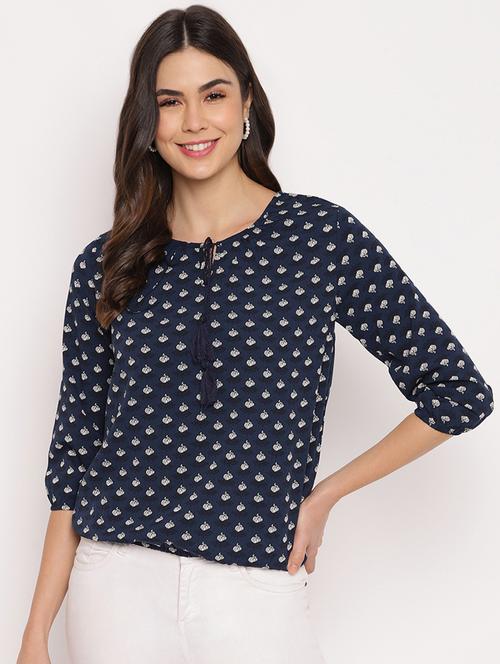 three quarter sleeved printed regular top - 18442775 - Very Small Image - 1