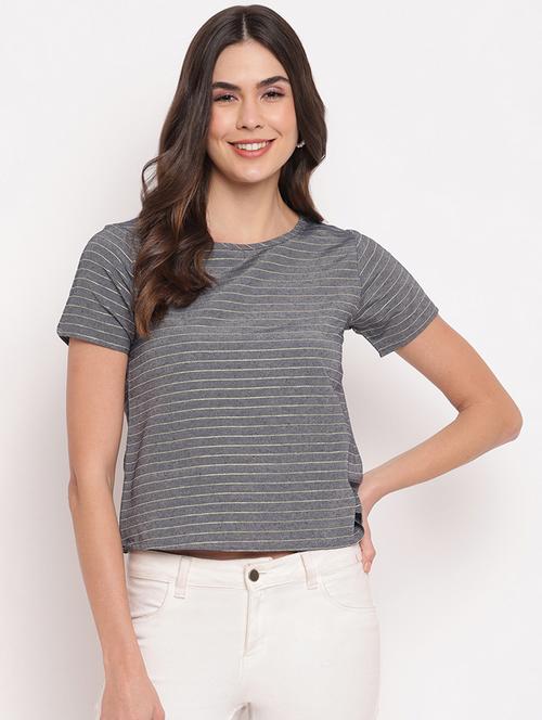 women's straight round neck top - 18442805 - Very Small Image - 1