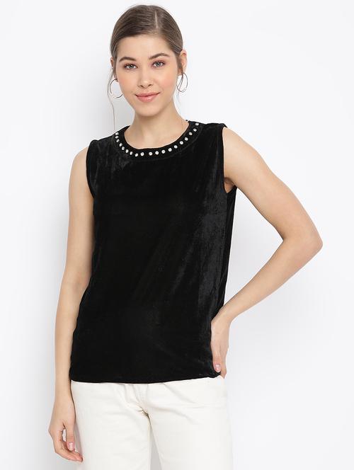 women's straight round neck top - 18443033 - Very Small Image - 1
