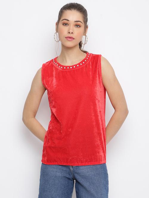 women's straight round neck top - 18443036 - Very Small Image - 1