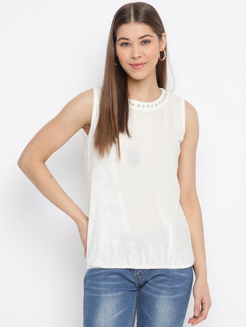 women's straight round neck top - 18443037 - Very Small Image - 1