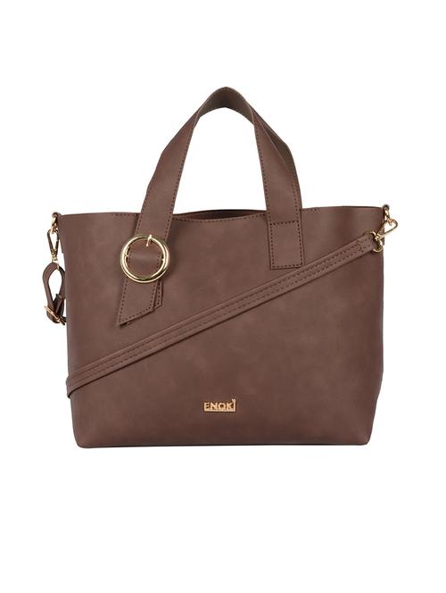 brown solid regular handbag - 18443342 - Very Small Image - 1