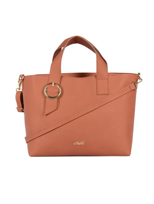 peach solid regular handbag - 18443343 - Very Small Image - 1