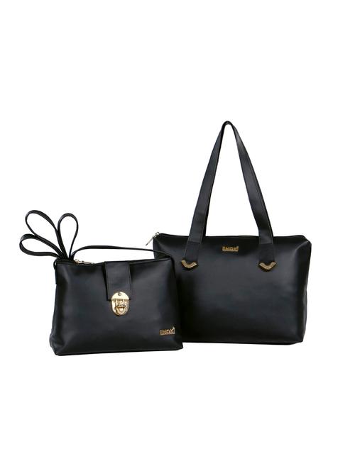 black solid handbag with sling bag - 18443364 - Very Small Image - 1