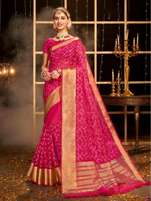 zari work embroidered saree with blouse - 18443400 - Very Small Image - 1