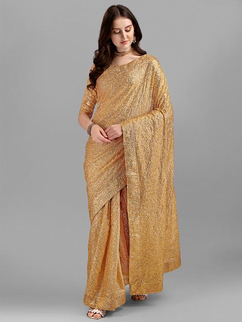 gold all over sequined saree - 18443550 - Very Small Image - 1