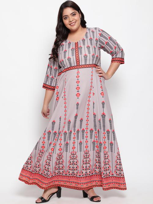 v-neck printed maxi dress - 18443619 - Very Small Image - 1
