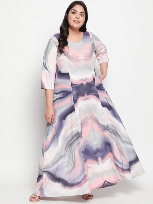 v-neck marble print maxi dress - 18443650 - Very Small Image - 1
