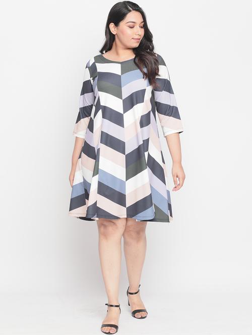 v-neck printed a-line dress - 18443667 - Very Small Image - 1