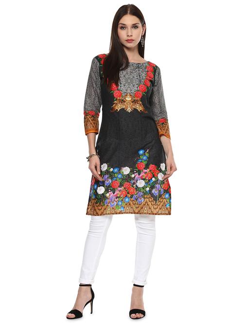 digital printed straight kurta - 18443920 - Very Small Image - 1