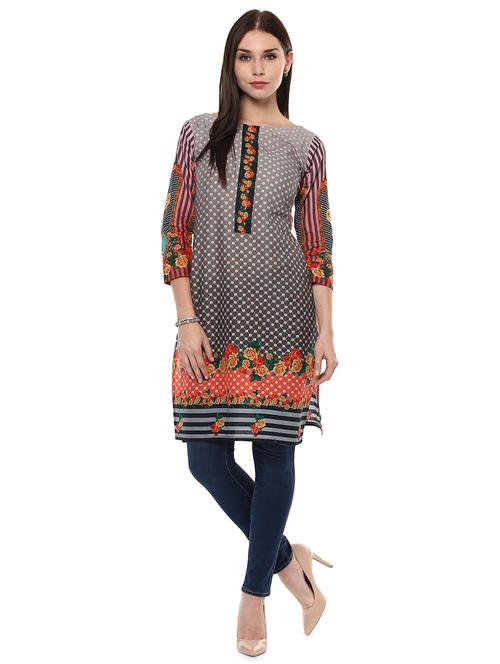 digital printed straight kurta - 18443923 - Very Small Image - 1