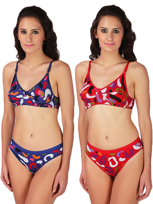 set of 2 printed bras and panty set - 18443987 - Very Small Image - 1