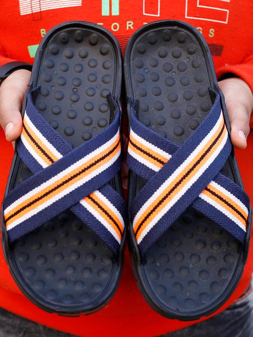 men blue stripes slip on flip flop - 18444146 - Very Small Image - 1