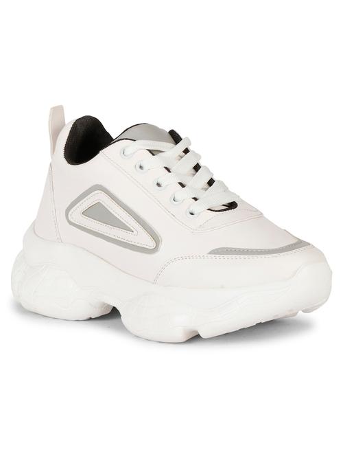 women white lace-up sports shoe - 18445104 - Very Small Image - 1