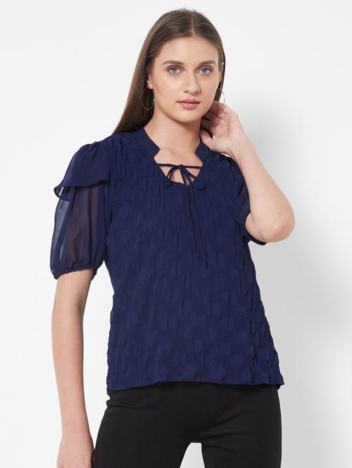 tie up neck self design top  - 18445129 - Very Small Image - 1