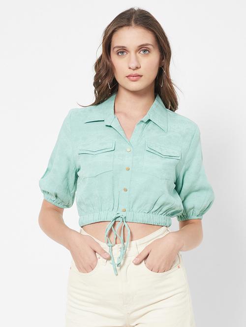 shirt collar self-designed crop top - 18445149 - Very Small Image - 1