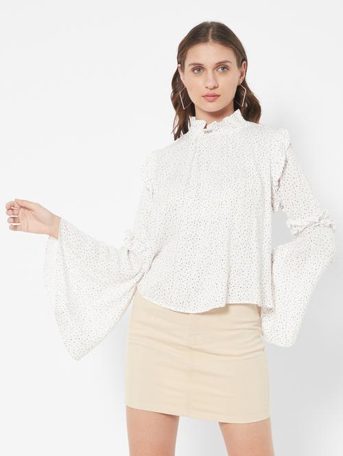 bell sleeved polka dots regular top - 18445152 - Very Small Image - 1