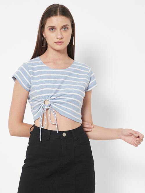 round neck striped crop top - 18445177 - Very Small Image - 1