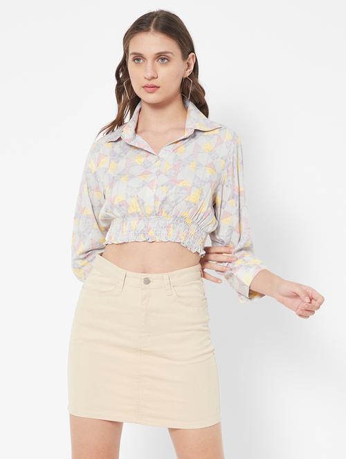 shirt collar geometric crop top  - 18445195 - Very Small Image - 1