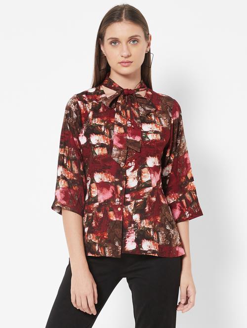 tie up neck printed top  - 18445204 - Very Small Image - 1