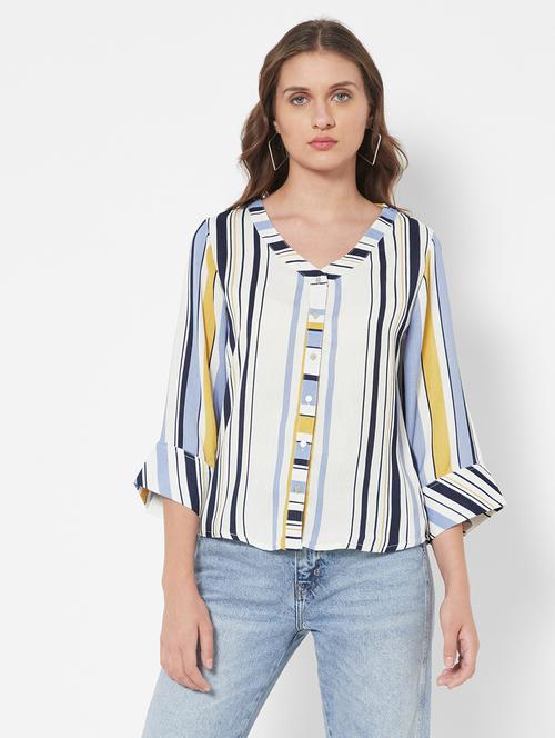 bell sleeved striped top  - 18445211 - Very Small Image - 1