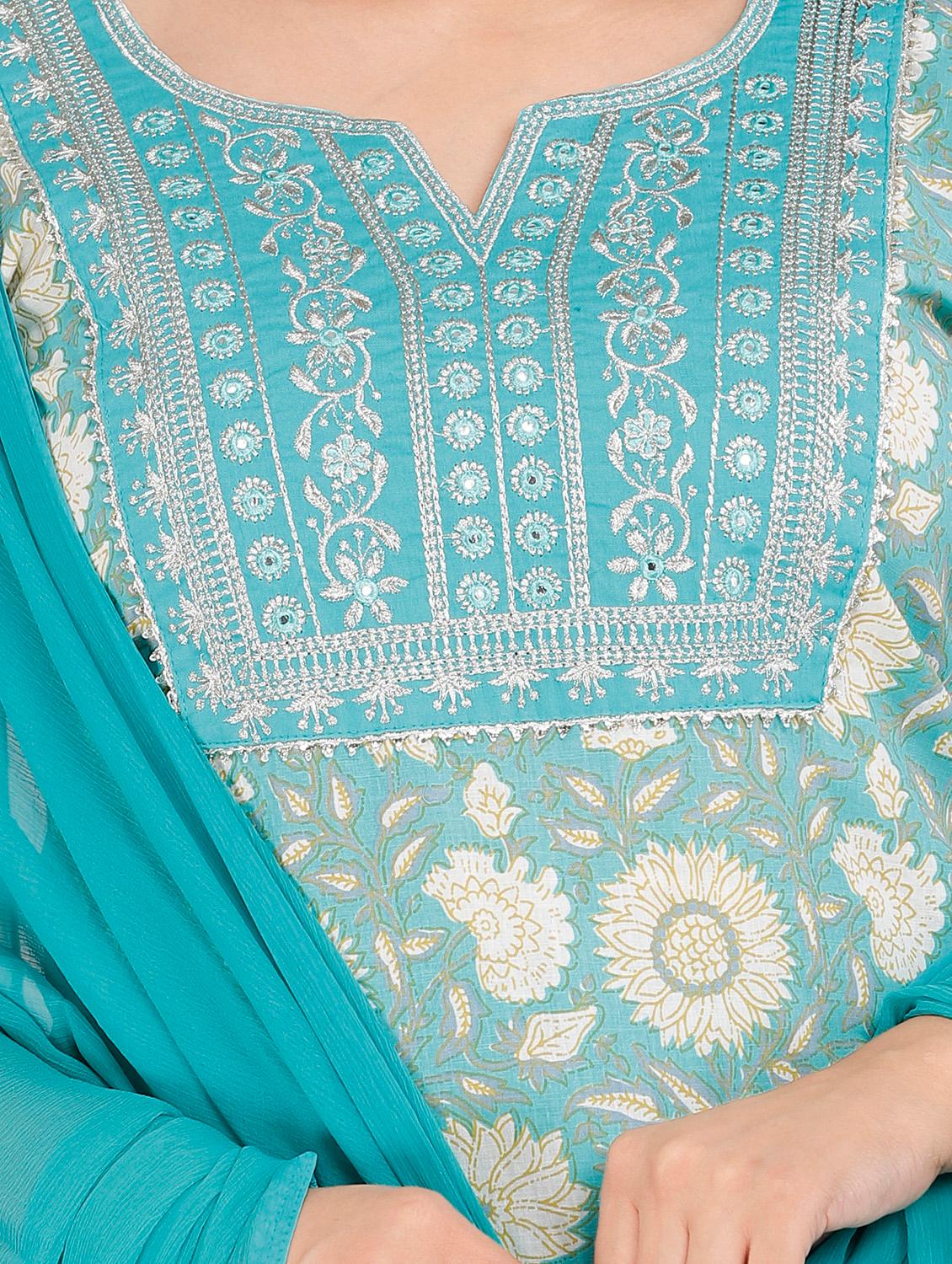 floral printed kurta pant set with dupatta - 18445364 - Zoom Image - 4