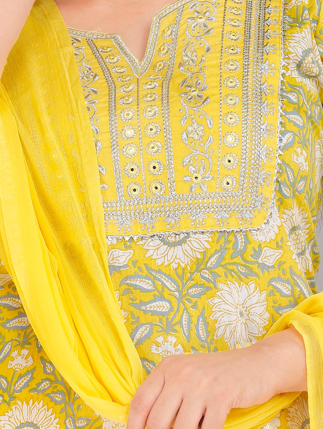floral printed kurta pant set with dupatta - 18445365 - Standard Image - 4