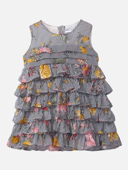 round neck striped layered frock - 18445509 - Very Small Image - 1