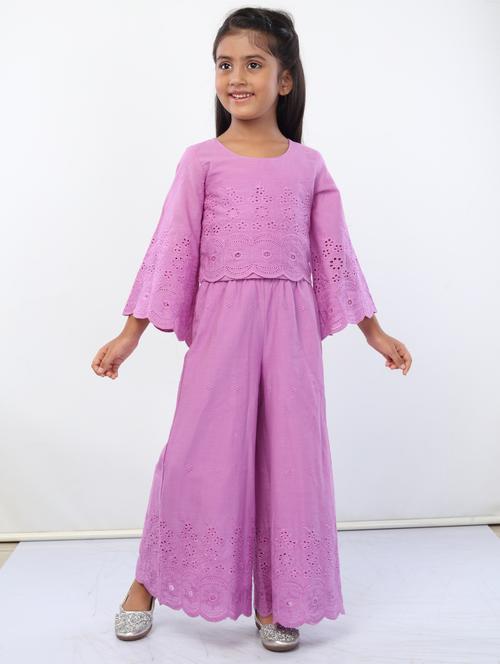 girls purple solid top pants set - 18445815 - Very Small Image - 1