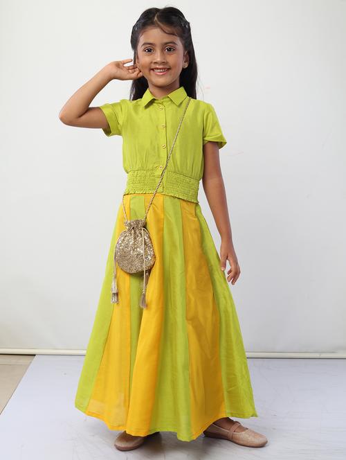 girls green solid skirt top set - 18445818 - Very Small Image - 1