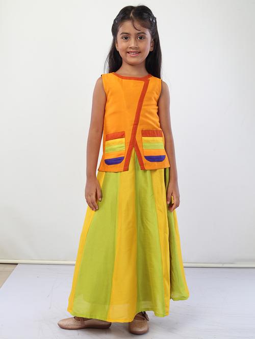 girls yellow solid skirt top set - 18445819 - Very Small Image - 1